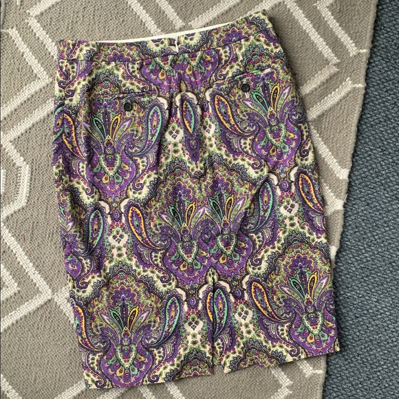 J.Crew No. 2 Paisley Pencil Skirt Jewel-Toned Holiday Colors - Picture 6 of 7